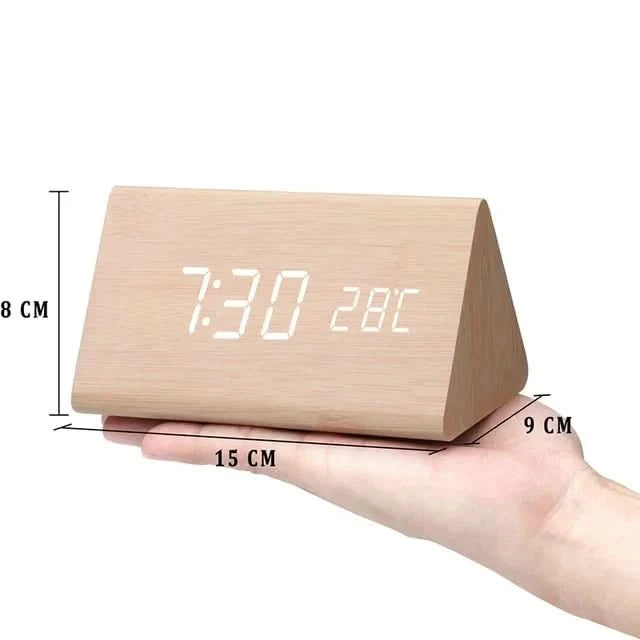 Digitale Houten LED Wekker – Modern Design met Temperatuurweergave