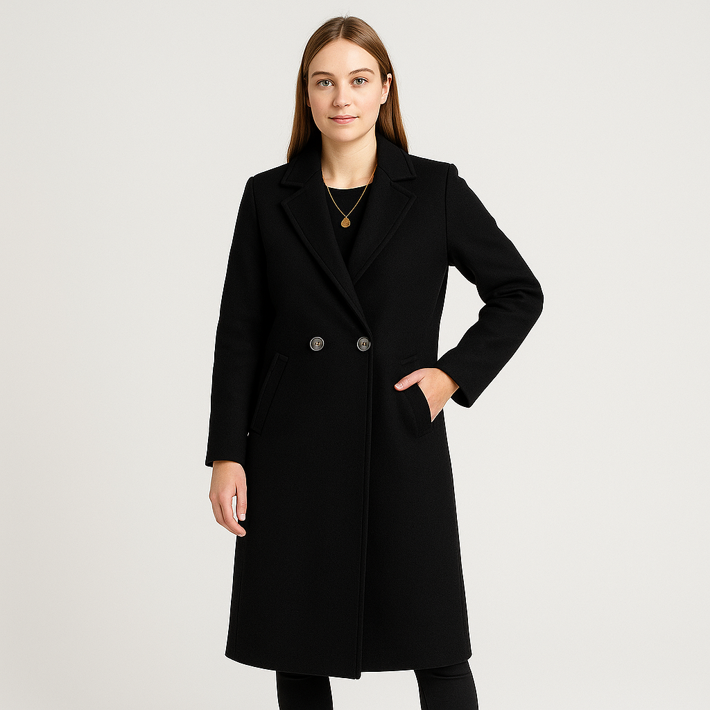 Dames Lange Jas met Reverskraag – Elegant, Klassiek & Stijlvol