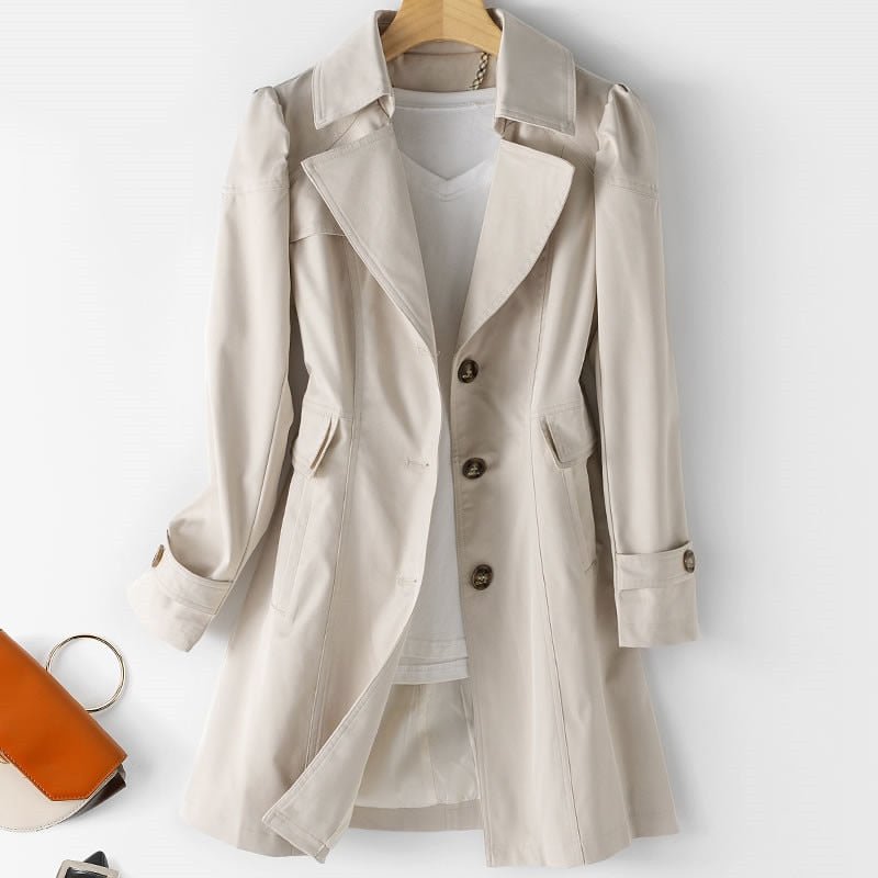 Elegante Dames Trenchcoat – Lichtgewicht Lange Jas voor Vrouwen