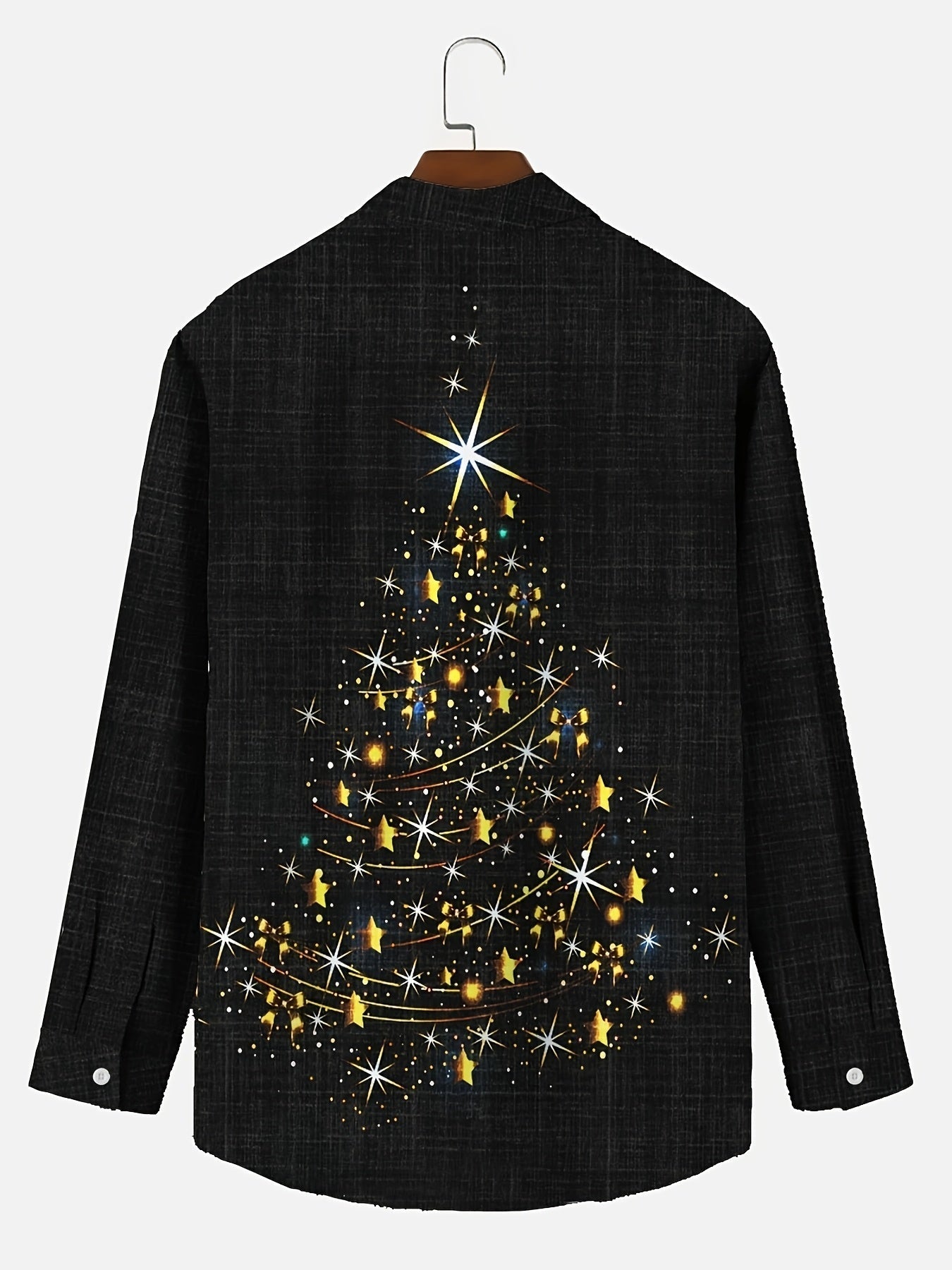 Heren Kerst Overhemd – Feestelijk Shirt met Glitter Boomprint