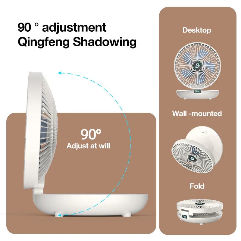 Elegante Draagbare Ventilator | Stijlvolle, Opvouwbare Ventilator voor Comfort