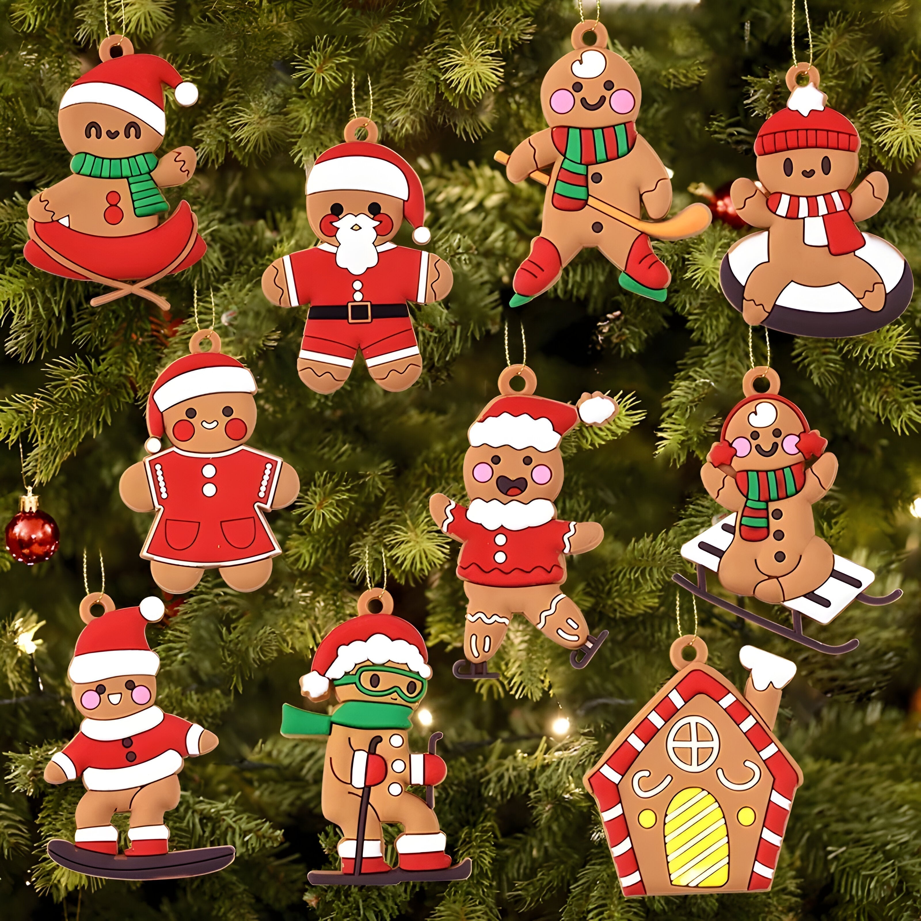 Gingerbread Kerst Hangers – Set Decoratieve Koekmannetjes Ornamenten