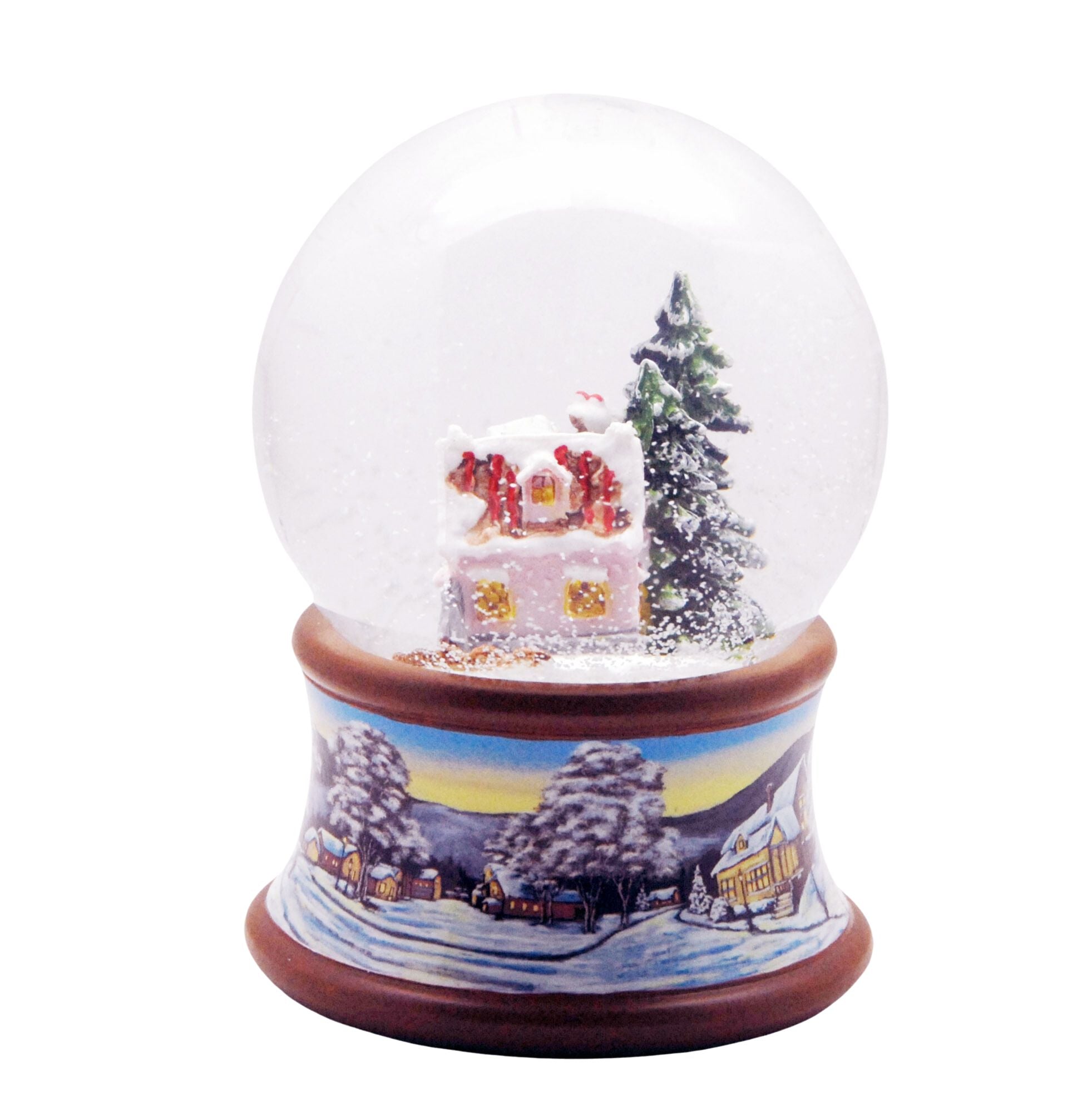 Nostalgische sneeuwbol met suikerbakkershuis en muziekdoos 14 cm-mezamstore.nl