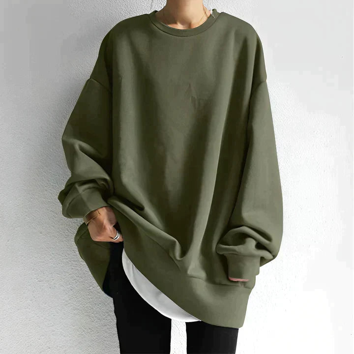 Oversized Dames Sweatshirt Met Ronde Hals En Lange Mouwen