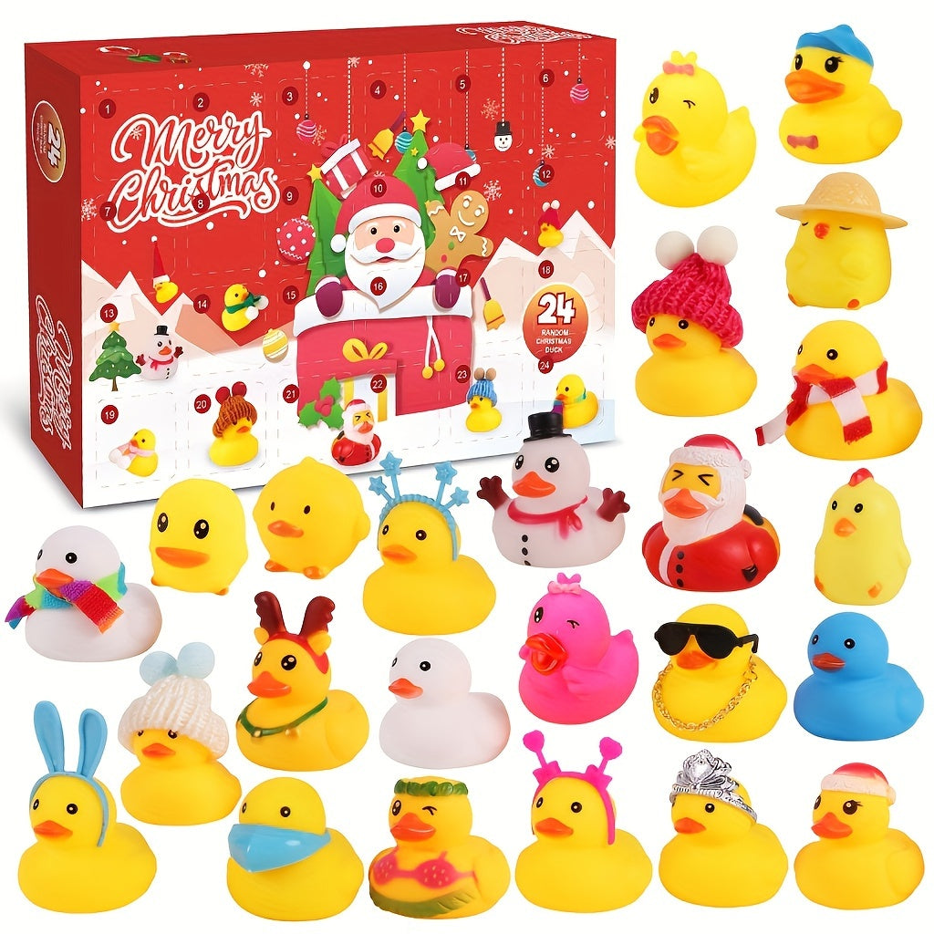 Kerst Eendjes Adventskalender – 24 Mini Rubber Eend Figuren