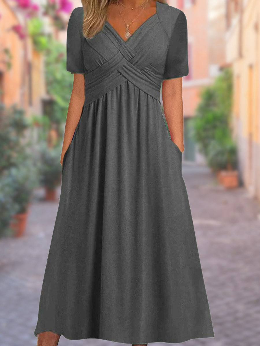 Zomerjurk Midi Dames V Hals Luchtige Pasvorm Casual Dames