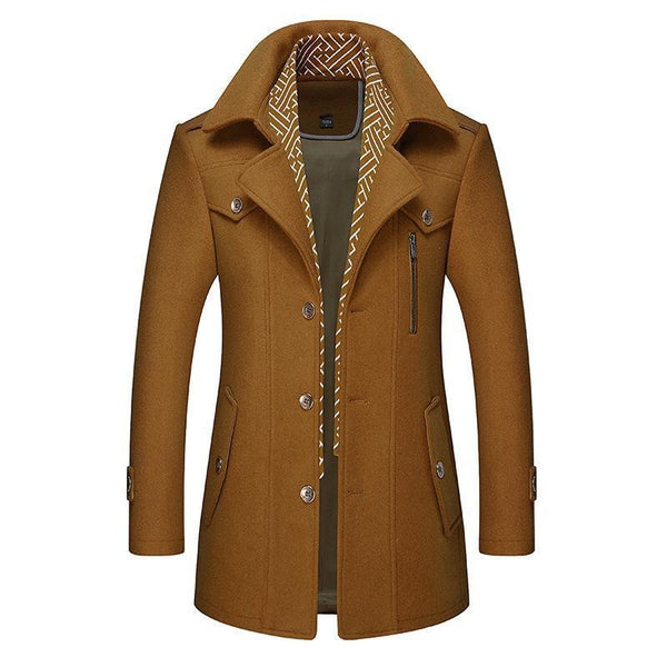Klassieke heren winterjas met afneembare kraag en slim fit