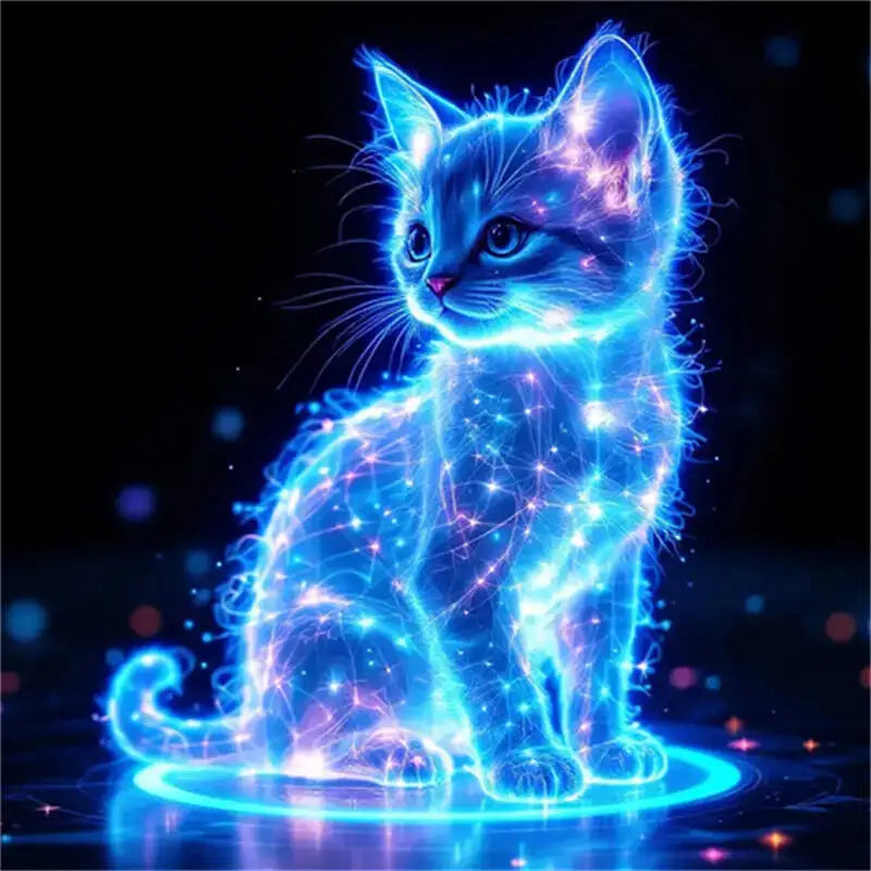 Decoratieve Katten Poster met Lichtgevend Neon Effect