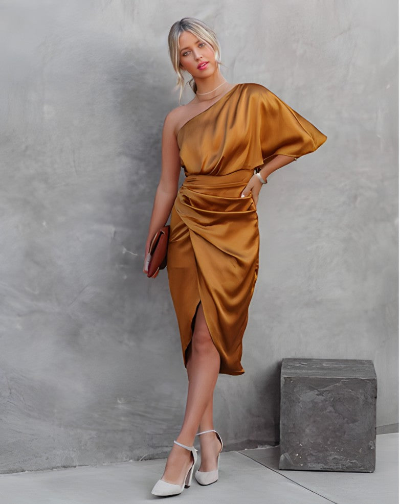 Elegante Midi Jurk met Glamoureuze Pasvorm