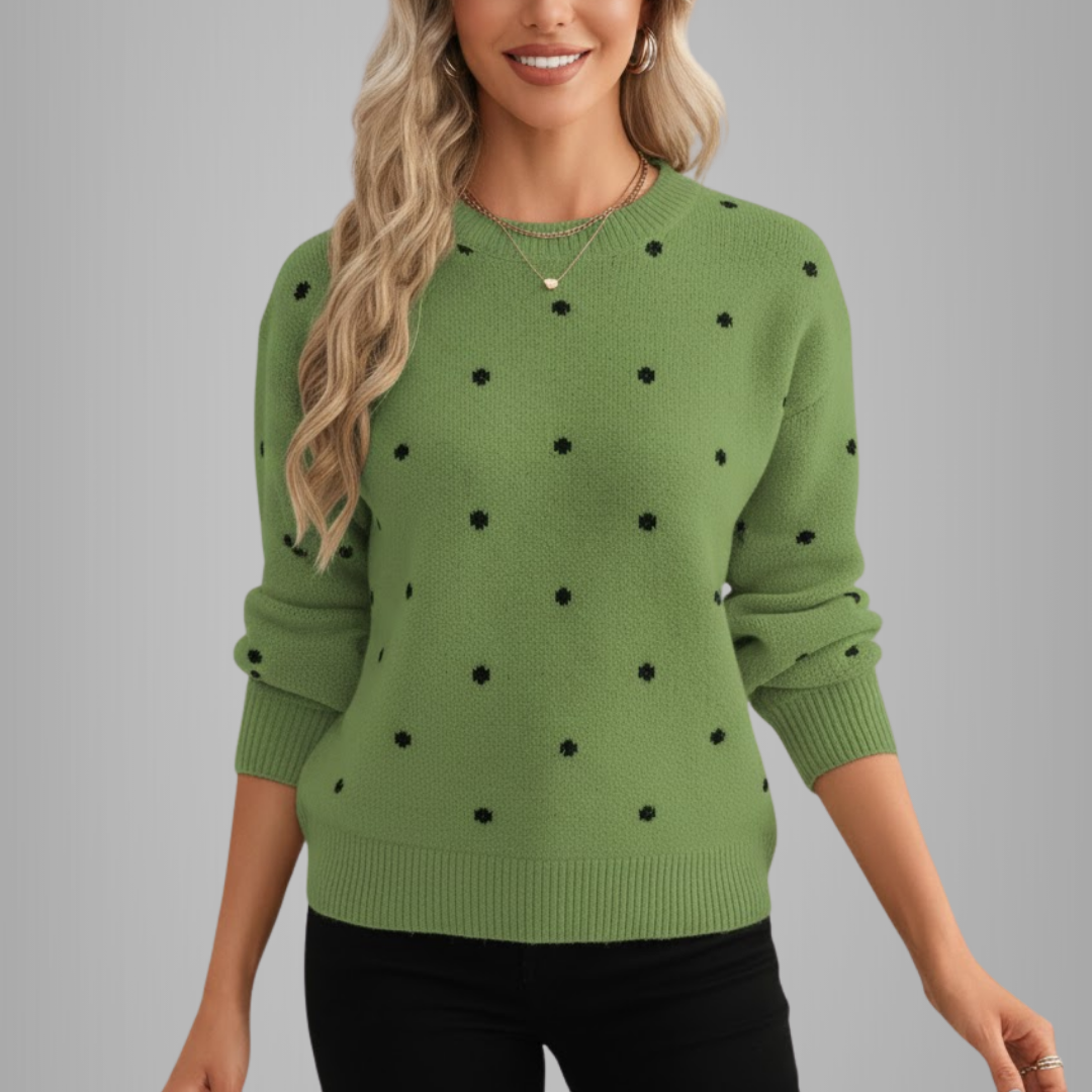 Dames Trui met Stippen – Zachte Gebreide Pullover
