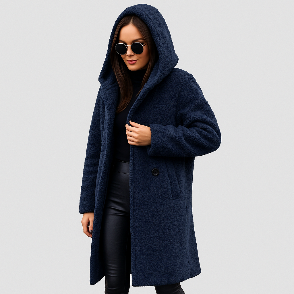 Dames Lange Winterjas met Capuchon – Warm, Zacht & Stijlvol