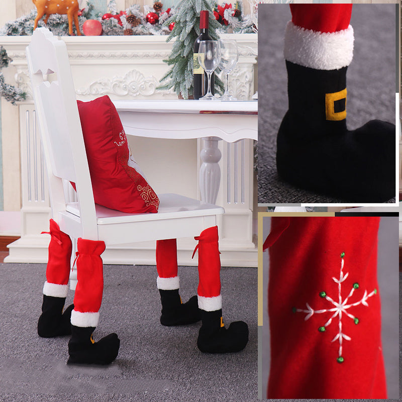 Kerstman Stoelpoot Hoezen – Feestelijke Kerstdecoratie Set (4 stuks)