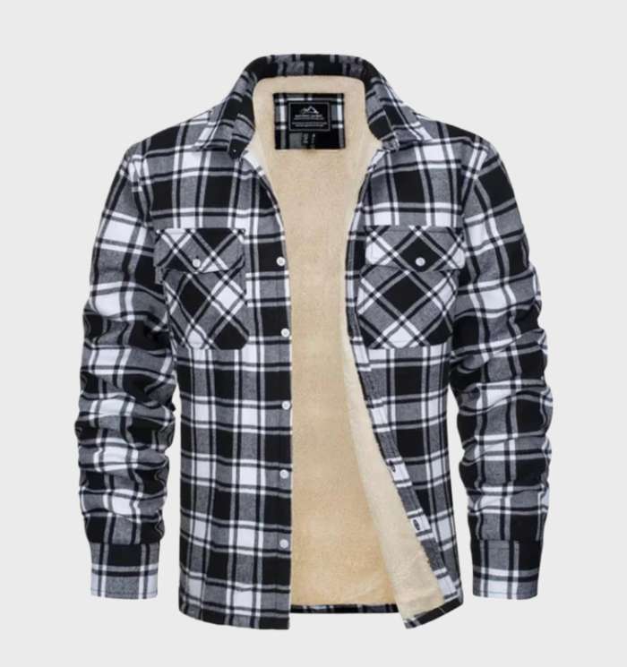 Heren Geruite Sherpa Jas – Warme Flanel Look Jacket met Voering