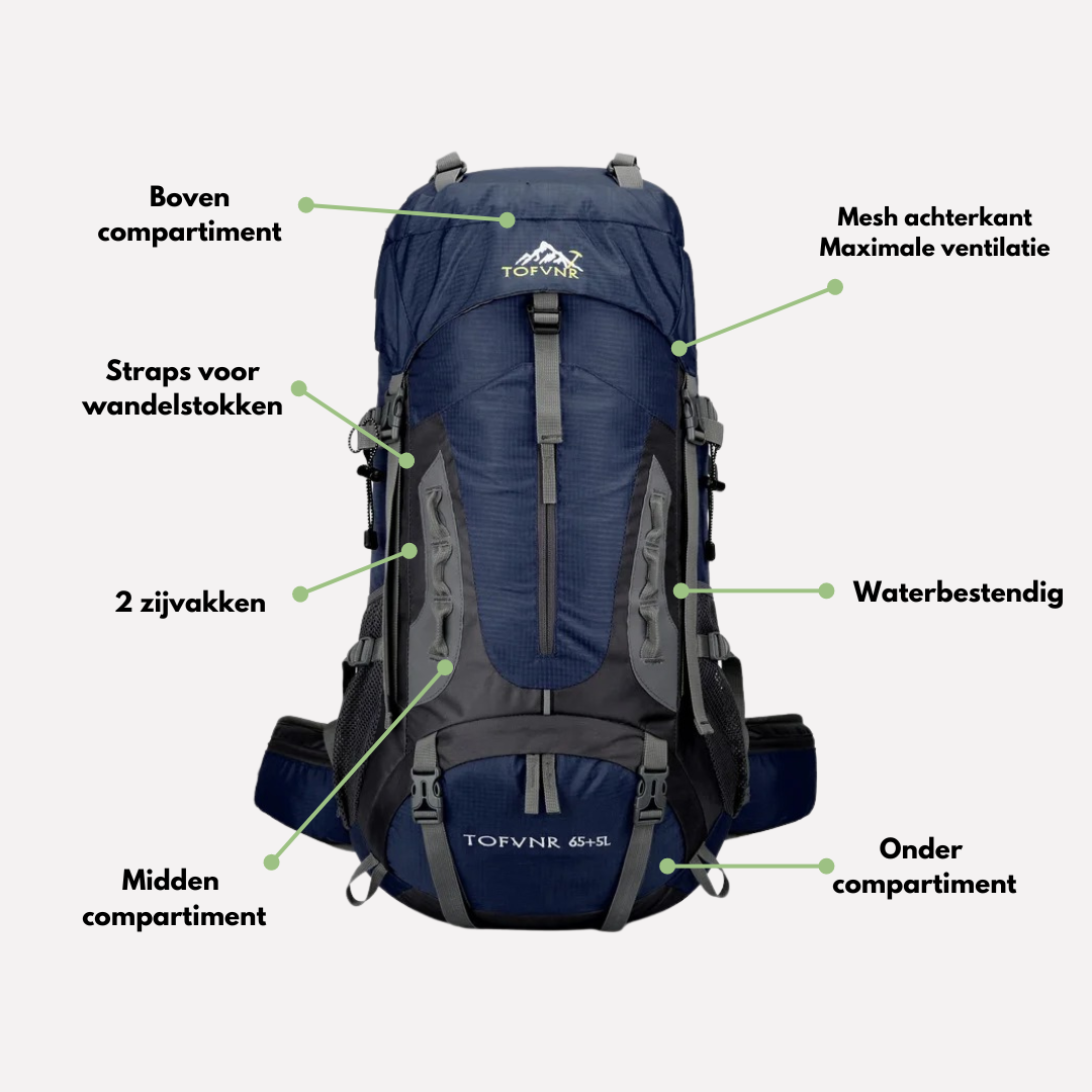 60L Waterdichte Outdoor Rugzak – Perfect voor Avontuurlijke Reizen