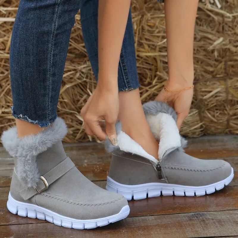 Winterse Plüsch-Schneestiefels voor Dames - Warm en Stijlvol-mezamstore.nl