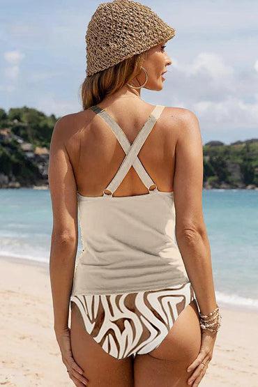 Mouwloze Elegante Badmode in Zomerse Abrikooskleur