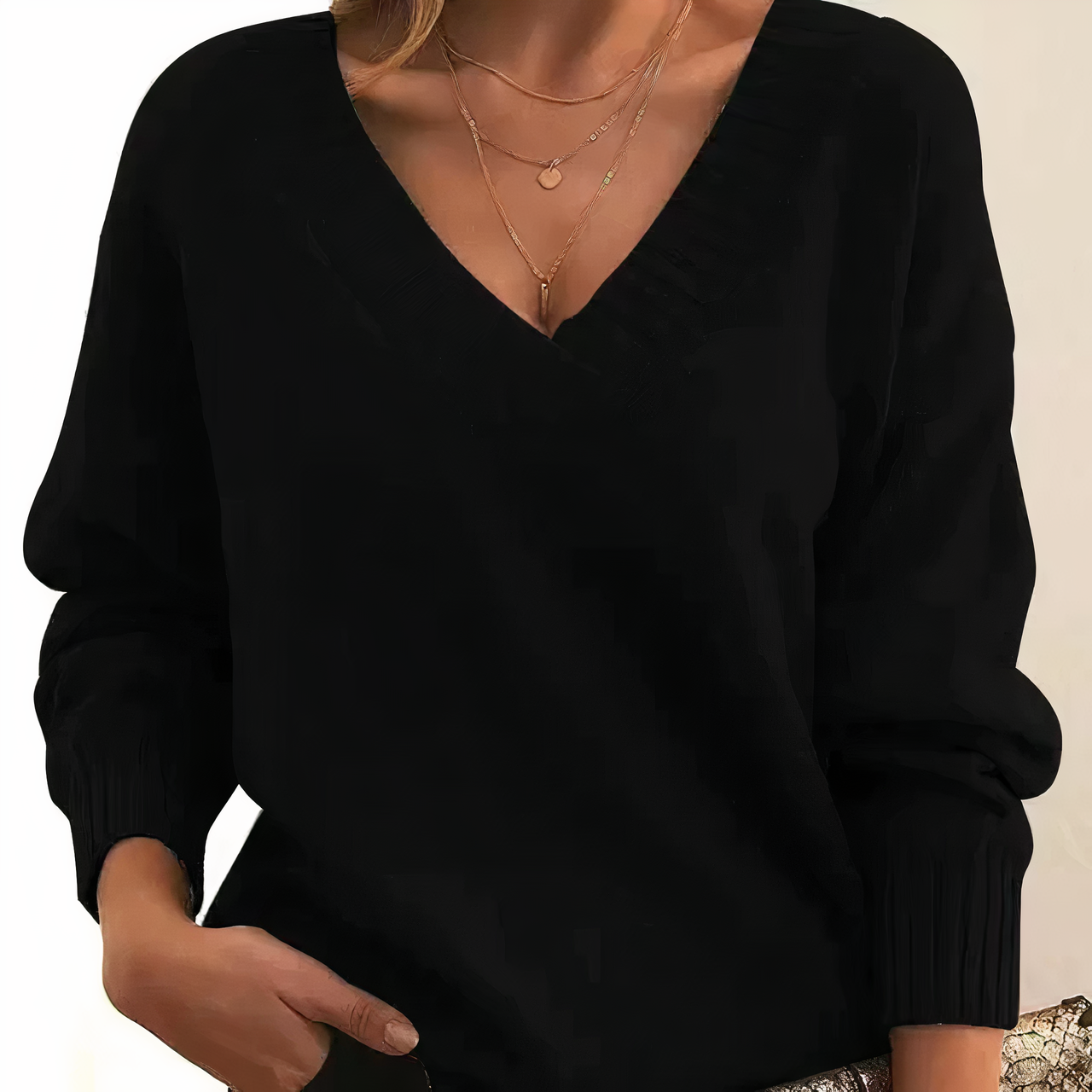 Dames V-Hals Trui – Zachte Comfort Sweater met Elegante Pasvorm