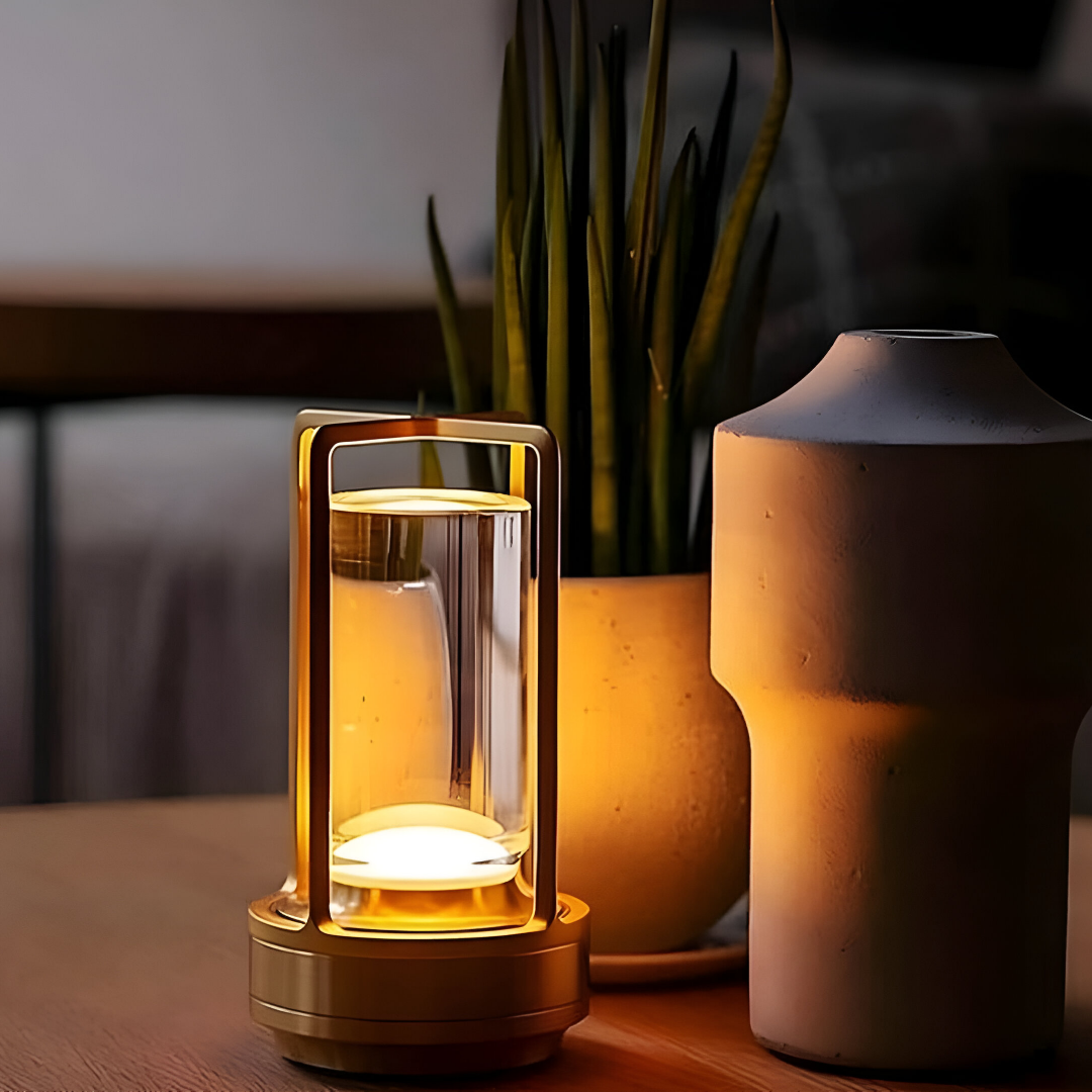 Moderne sfeerlamp – Elegante cilindervormige tafellamp met warm licht