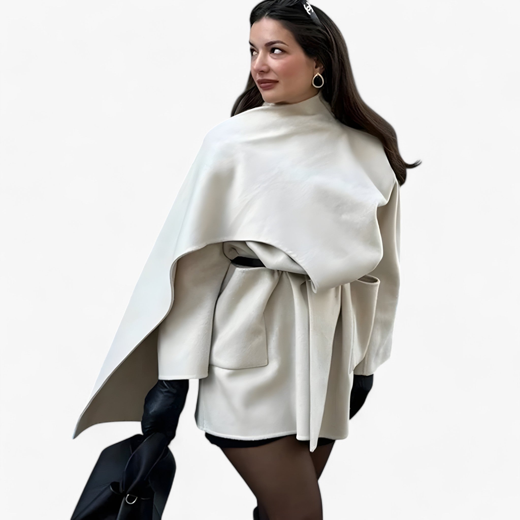Asymmetrische Damesmantel – Moderne Oversized Jas met Hoge Kraag