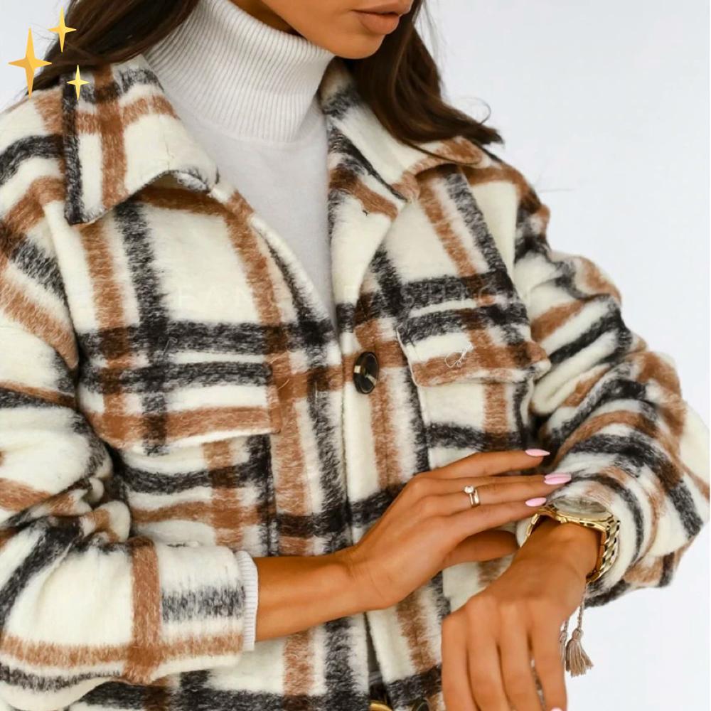 Luchtige Midi-Jacke met Karo-Print voor de Lente-mezamstore.nl