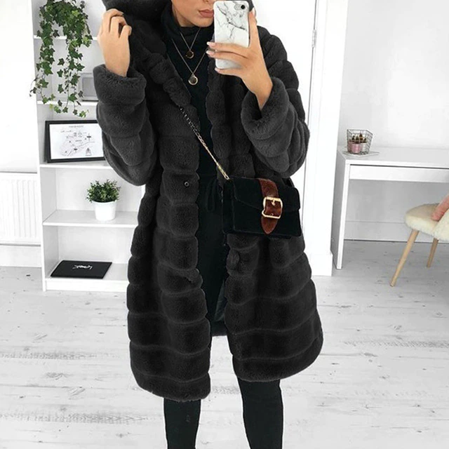 Dames Lange Faux Fur Jas – Elegante en Warme Winterjas