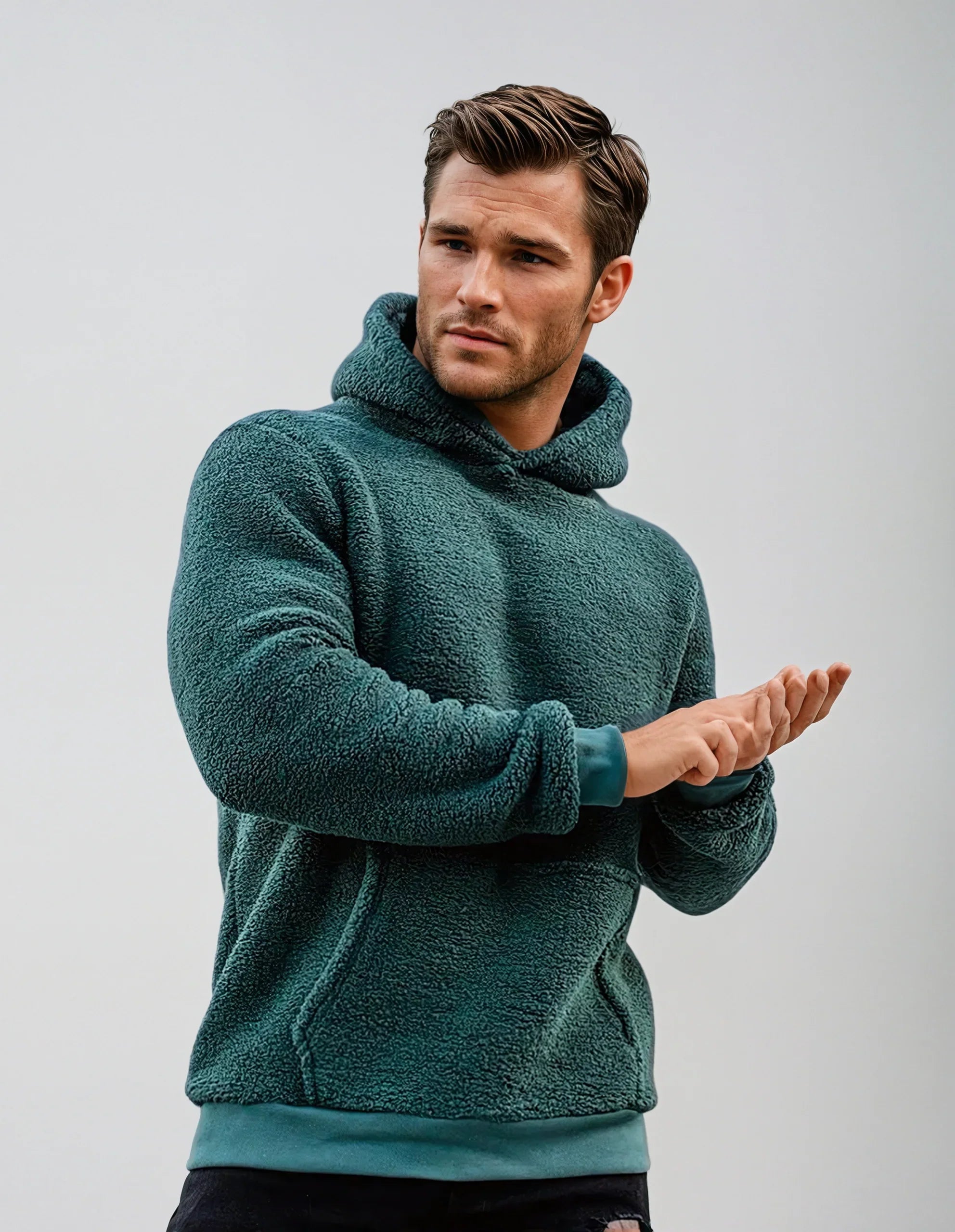 Heren Hoodie van Superzacht Plüschmateriaal voor Luxe Comfort-mezamstore.nl