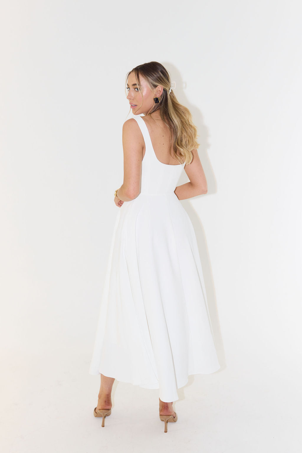 Vierkante Hals Midi Jurk - Elegante en Duurzame Stijl