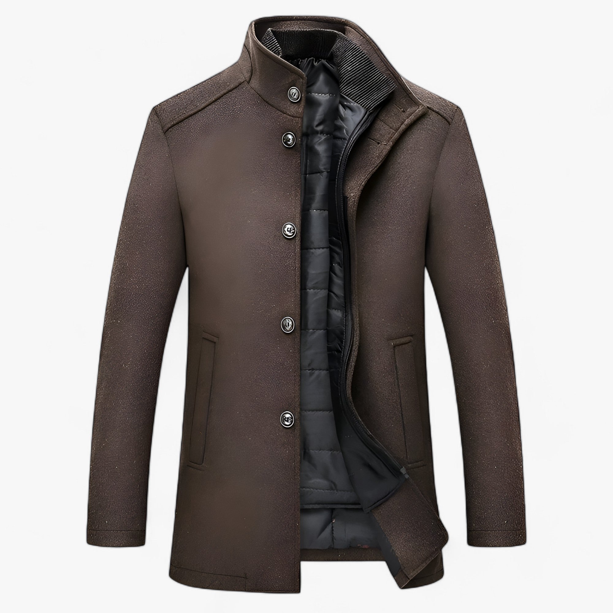 Heren Winterjas – Klassiek en Elegant met Hoge Kraag