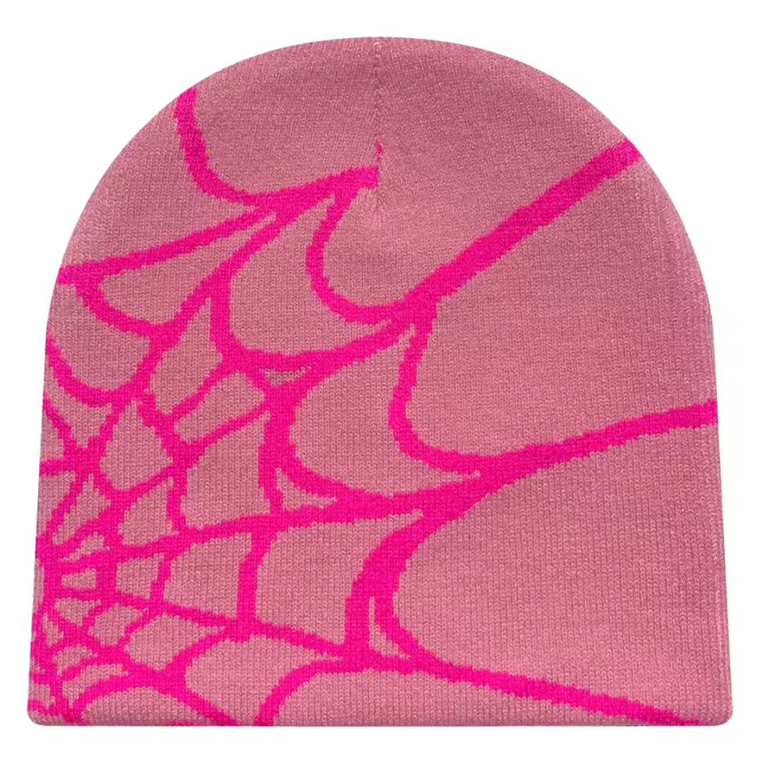Unisex Spinnenweb Beanie – Streetstyle Gebreide Muts met Patroon