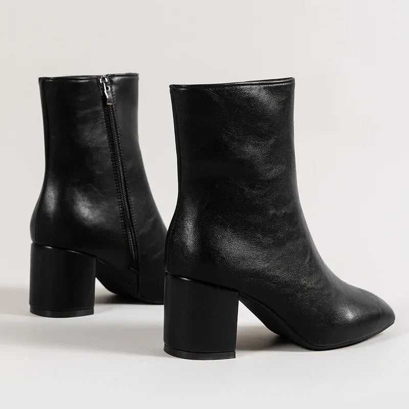 Dames Enkellaarsjes met Blokhak – Elegante Hoge Fashion Boots