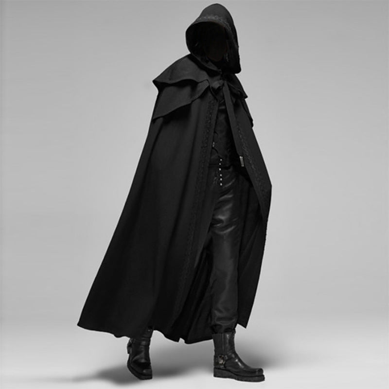 Lange Hooded Cape – Unisex Middeleeuwse Cloak met Wijde Pasvorm