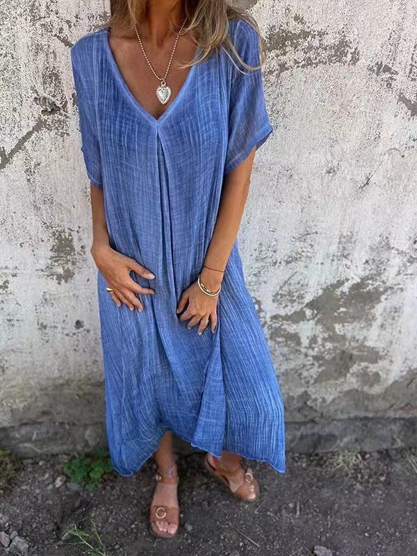 Zomerjurk V Hals Luchtig Losvallend Dames Casual Fit