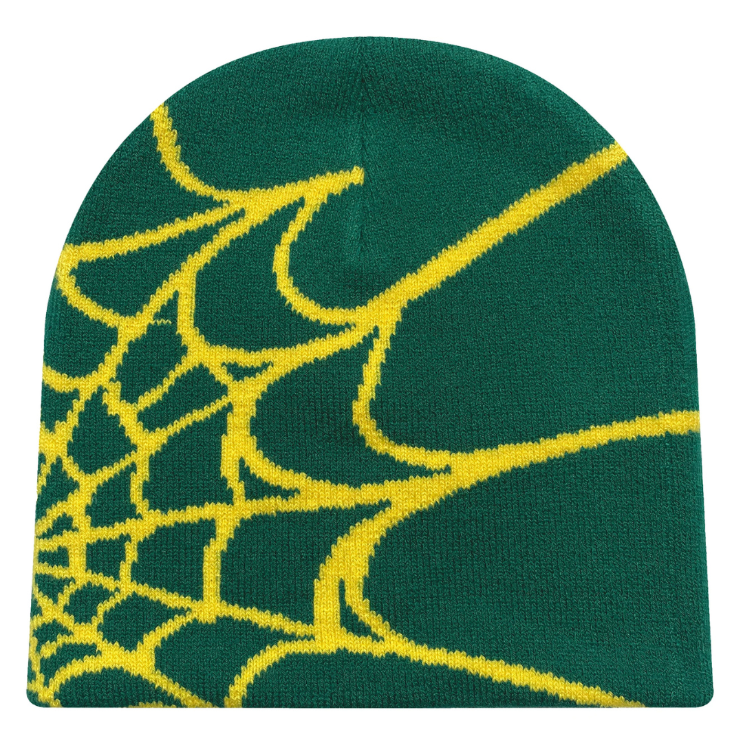 Unisex Spinnenweb Beanie – Streetstyle Gebreide Muts met Patroon