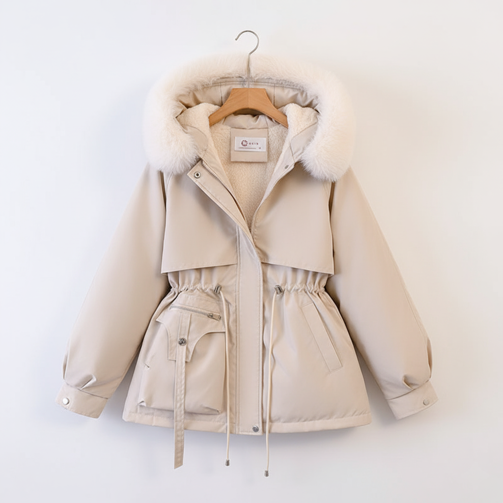 Dames winterjas met imitatiebontkraag – Warm & elegant design