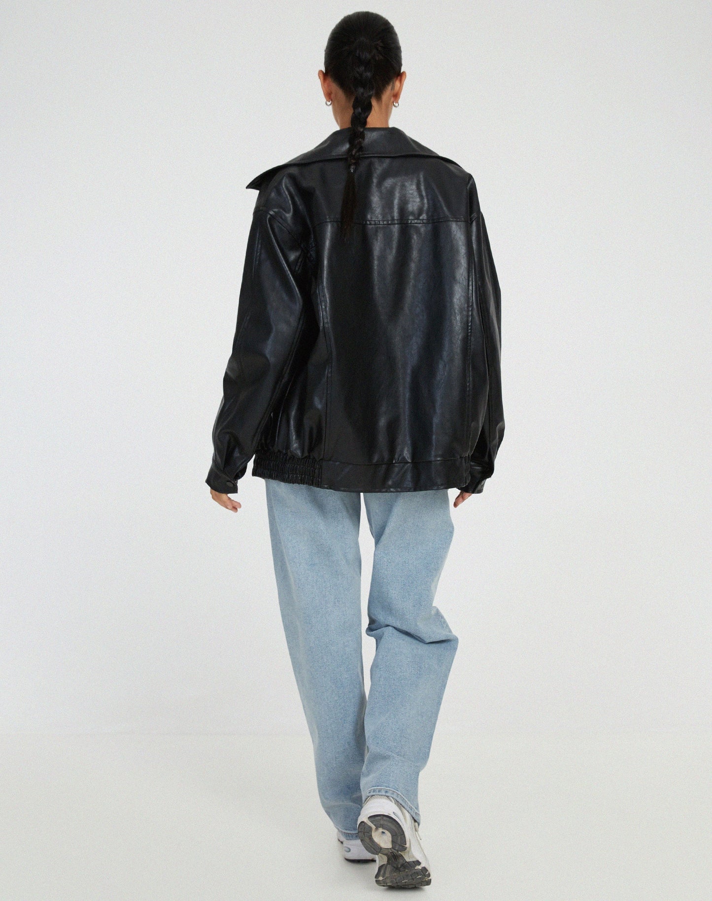 Oversized Leren Zomerjacke voor Dames-mezamstore.nl