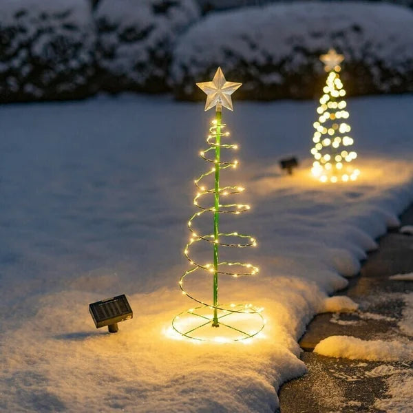 LED Spiral Christmas Tree with Star – Outdoor Holiday Light Decoration
