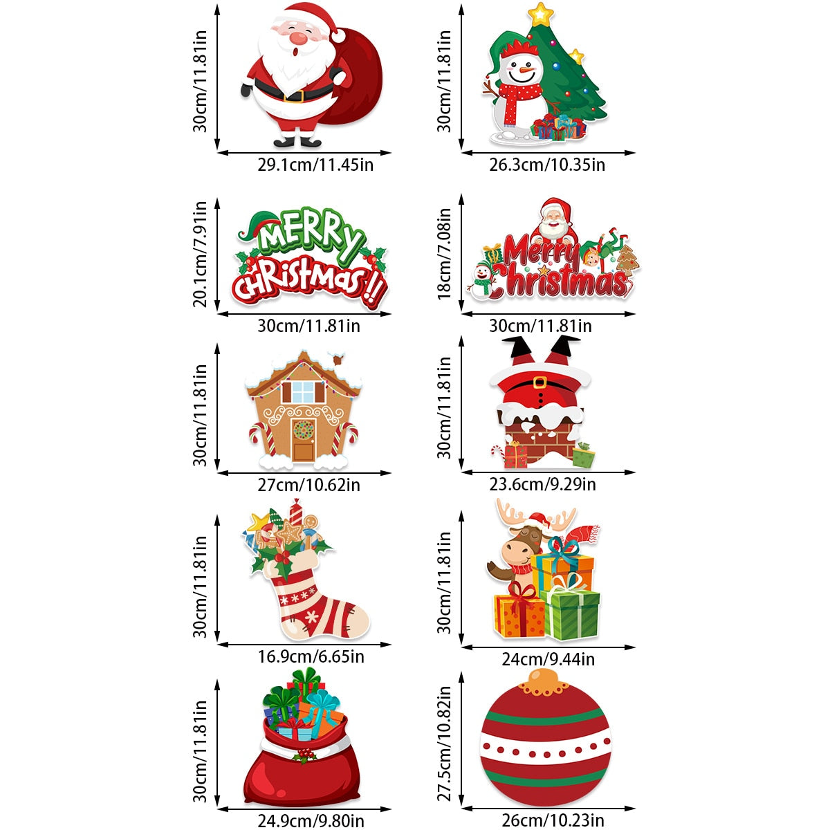 Kerst Deurstickers Set – Grote Christmas Raamstickers Decoratie
