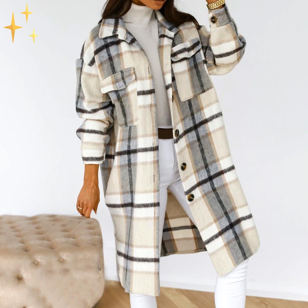 Luchtige Midi-Jacke met Karo-Print voor de Lente-mezamstore.nl