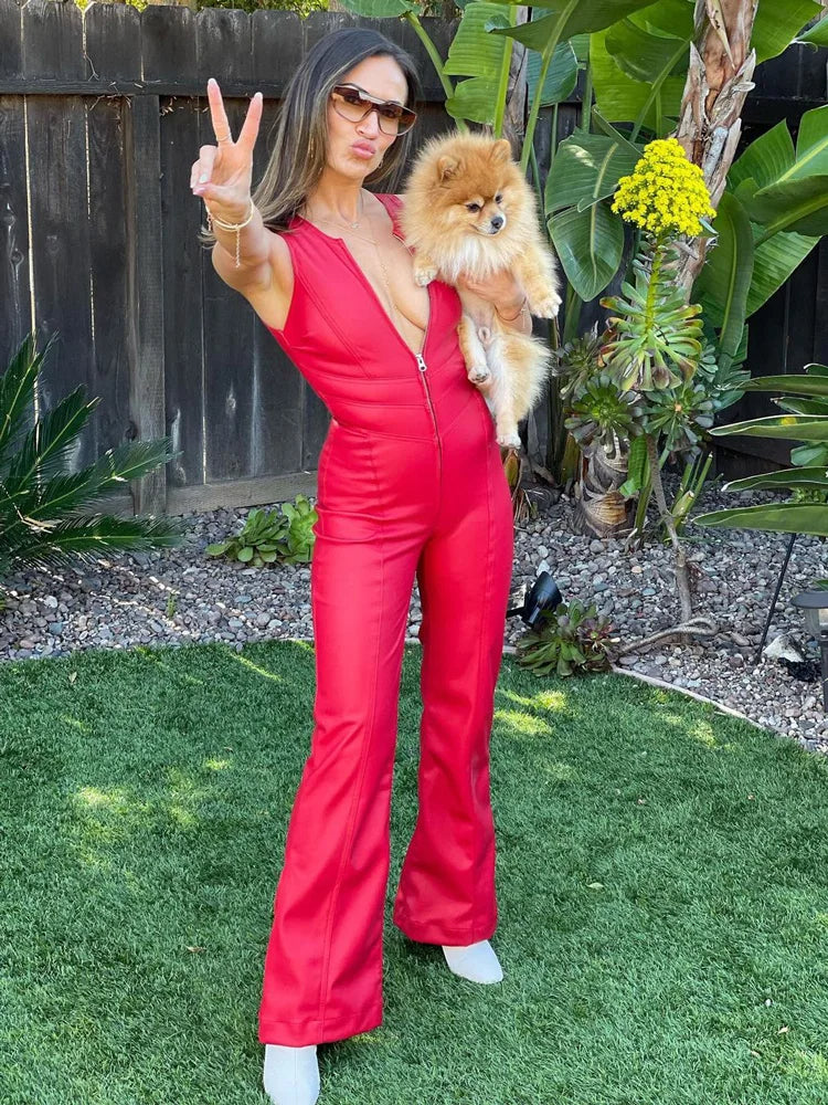 Backless Hartvormige Denim Jumpsuit voor Dames