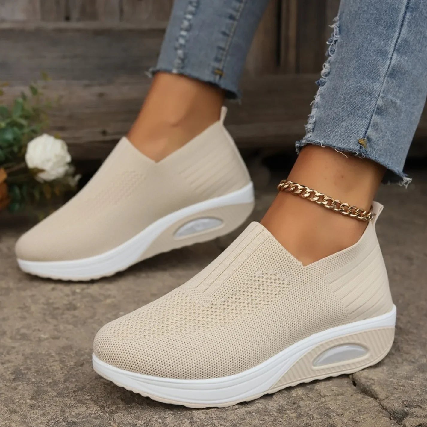 Sneakers Dames Slip On Wedgezool Comfortabele Instappers