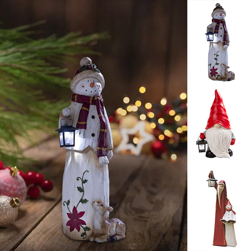 Verlichte Kerst Sneeuwpop Beeld – Decoratief Winterfiguur met Lantaarn