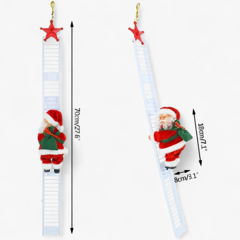 Klimmende Kerstman Decoratie – Santa met Ladder voor Kerstboom