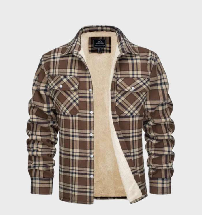 Heren Geruite Sherpa Jas – Warme Flanel Look Jacket met Voering