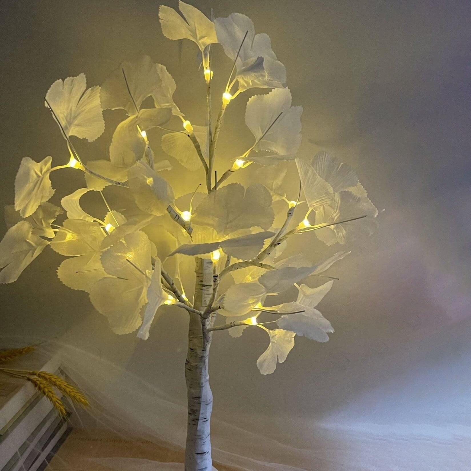 LED Ginkgo boom tafellamp 60cm decoratie wit geel modern batterijverlichting geïntegreerde LED