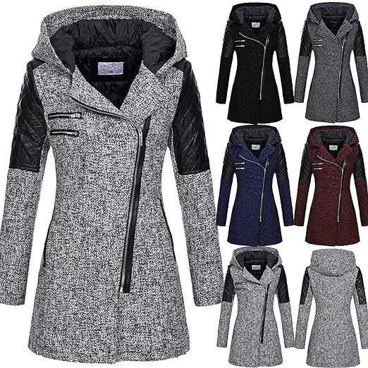 Lange damesjas – Elegante jas met capuchon en leren details