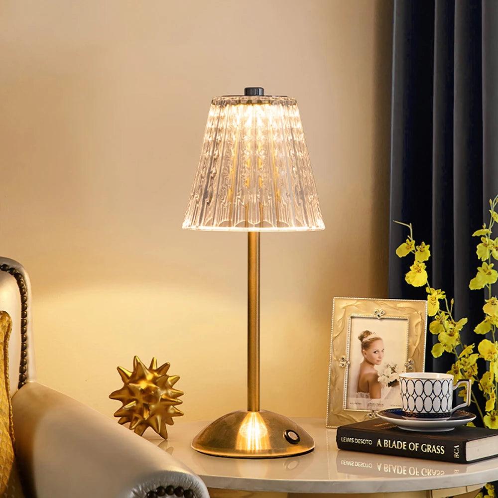 Draadloze Vintage Tafellamp met Aanraakbediening en USB-oplaadbare Batterij
