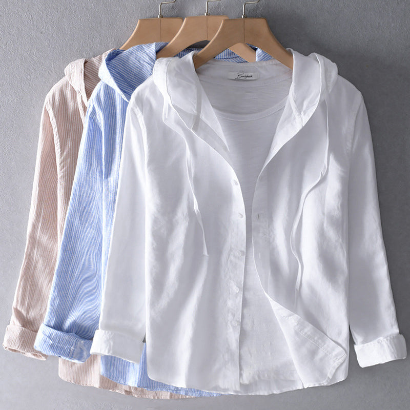 Damesblouse Luchtig Losvallend Met Kap Knoopsluiting Casual