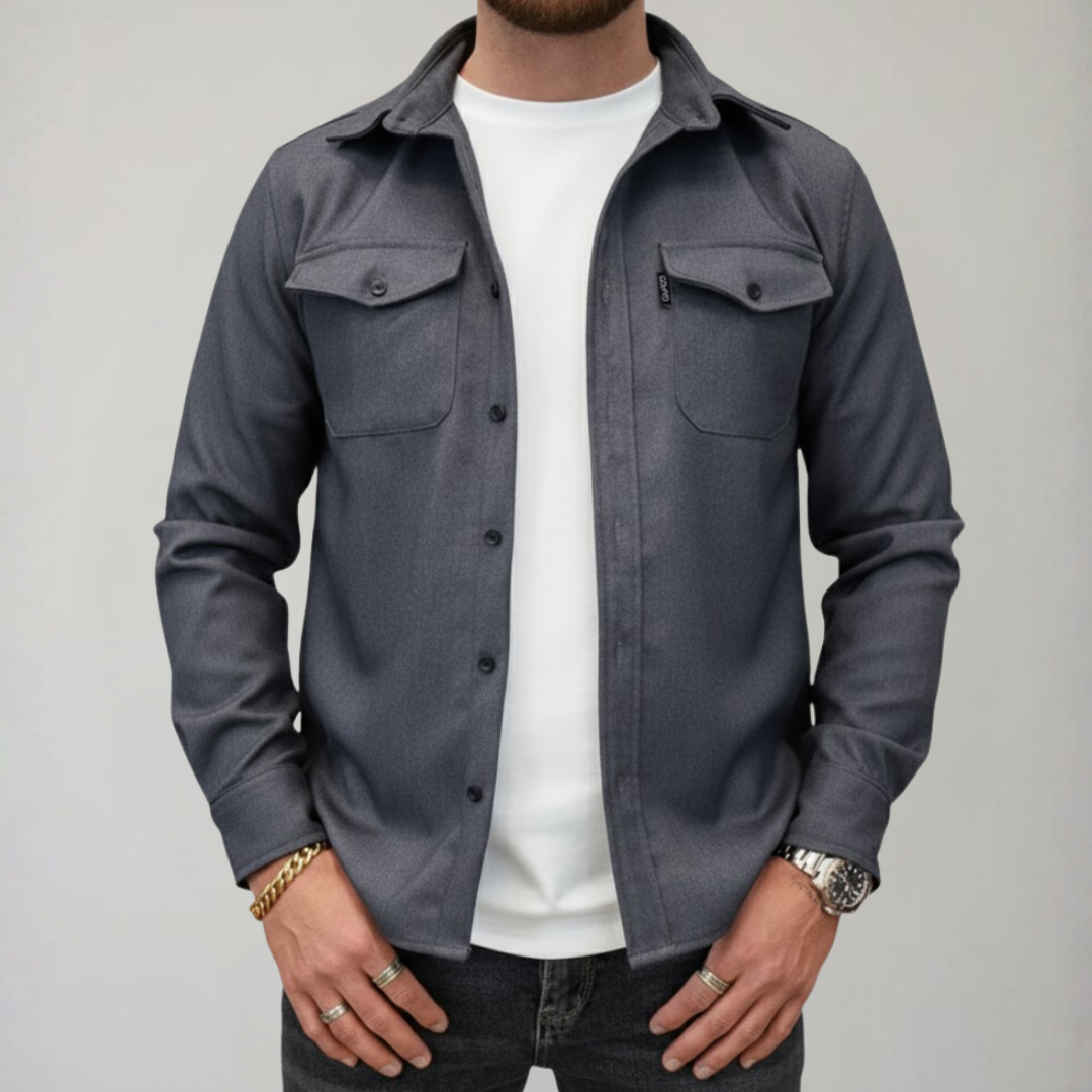 Heren Overshirt Casual met Borstzakken en Knoopsluiting