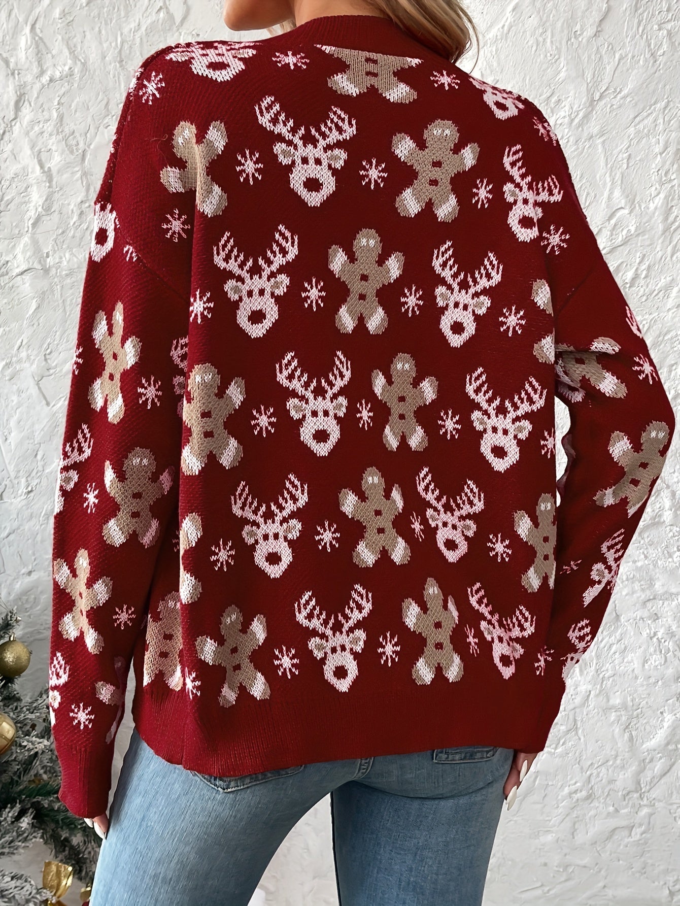 Kerst Cardigan voor Dames – Gebreid Vest met Winterse Print