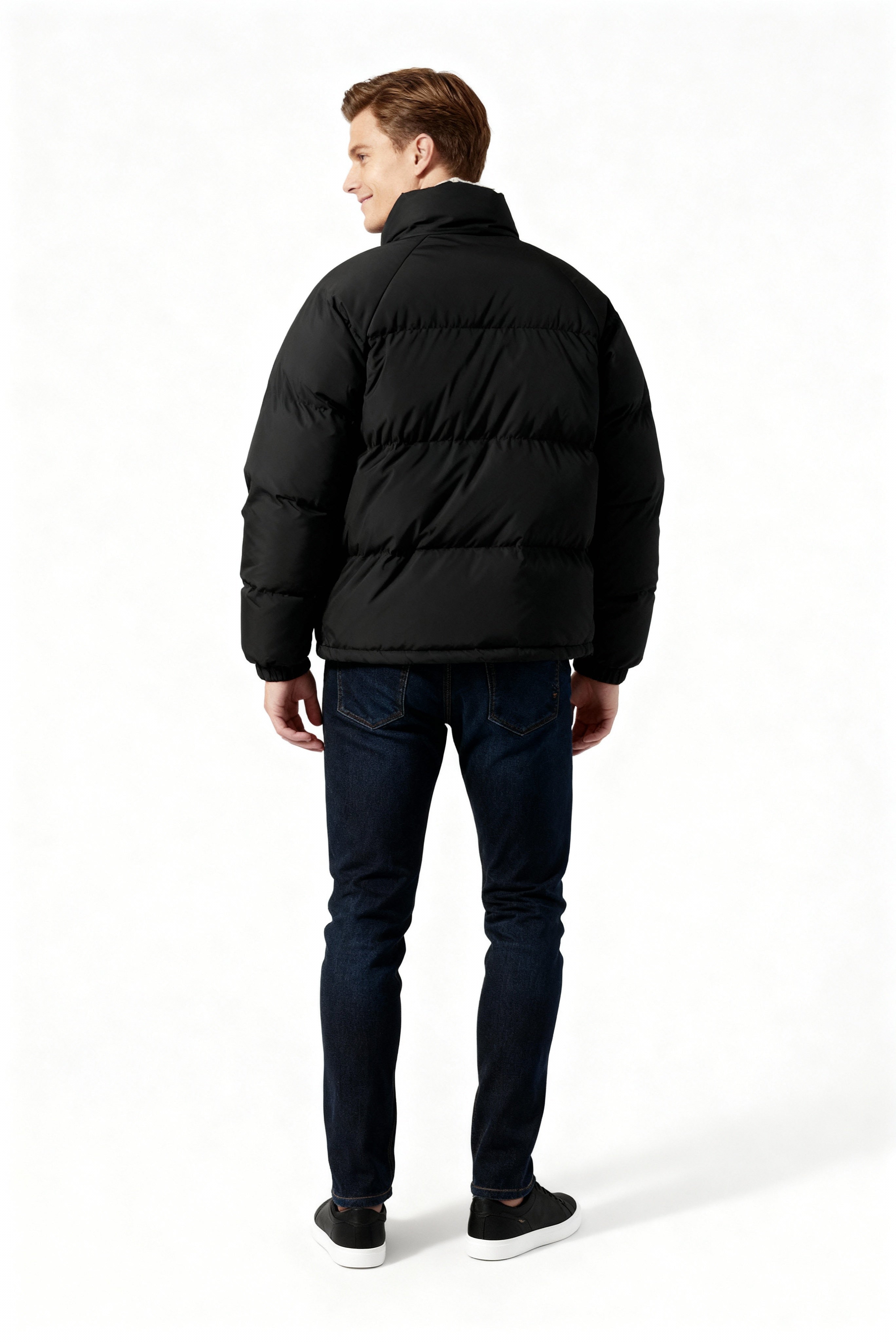 Heren Gewatteerde Winterjas – Warme Jas met Hoge Kraag en Voering